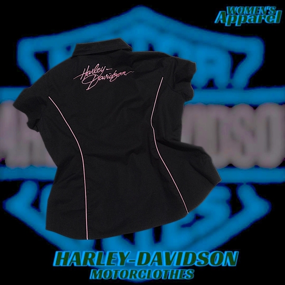 New-Vintage Harley-Davidson Pink Label Zip Front Woven Shirt | Women's 2XL - Picture 8 of 16